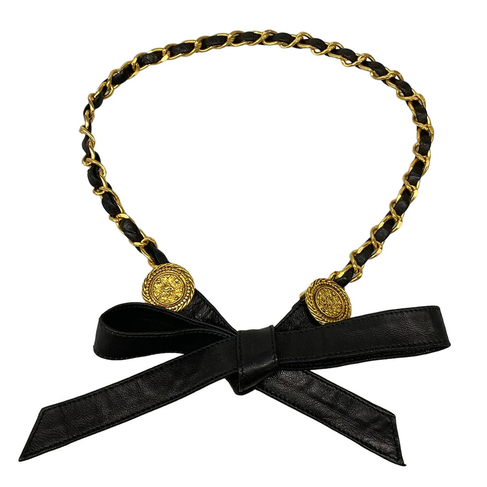 Chanel Black Gold Leather Hardware Belt #332826C88B